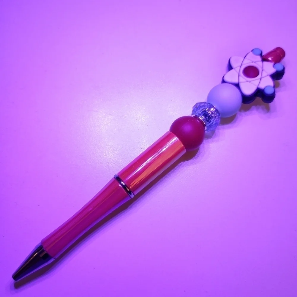 Handmade Iridescent UV Planet Beaded Silicone Focal Bead Pen
